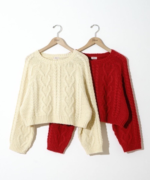 flower（フラワー）の「フラッフィーアランニット（ニット/セーター・レディース・レモンイエロー/レッド・FREE）」の3枚目の写真