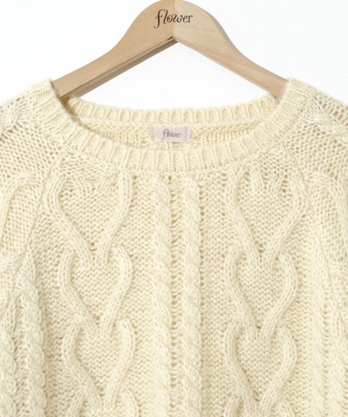 flower（フラワー）の「フラッフィーアランニット（ニット/セーター・レディース・レモンイエロー/レッド・FREE）」の5枚目の写真