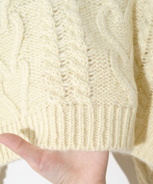 flower（フラワー）の「フラッフィーアランニット（ニット/セーター・レディース・レモンイエロー/レッド・FREE）」の11枚目の写真