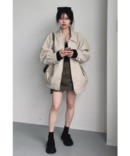 LADY VOLUME(レディーボリューム)の「465-1ビーガンレザーオーバーフィットジャケット_CREAM(ライダースジャケット・レディース・その他・FREE)」の10枚目の写真