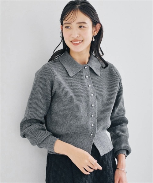 セール】シルバーボタン襟付きニットカーディガン（ニット/セーター