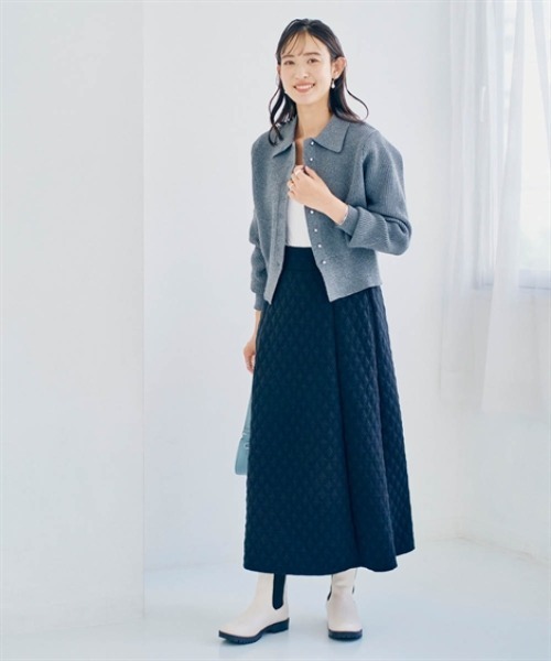 nissen（ニッセン）の「シルバーボタン襟付きニットカーディガン（ニット/セーター・レディース・チャコール/ライトグリーン・S/L/M/LL）」の4枚目の写真