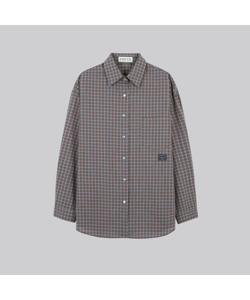 FRIVER07（フリバー07）の「Oversized checked shirt [FRFA01SH10]_Navy（シャツ/ブラウス・レディース・ワイン/ネイビー/ブラウン・FREE）」の2枚目の写真