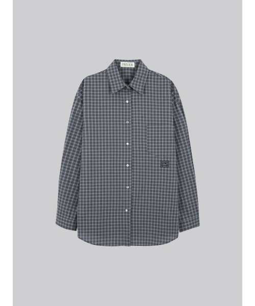 FRIVER07（フリバー07）の「Oversized checked shirt [FRFA01SH10]_Navy（シャツ/ブラウス・レディース・ワイン/ネイビー/ブラウン・FREE）」の4枚目の写真
