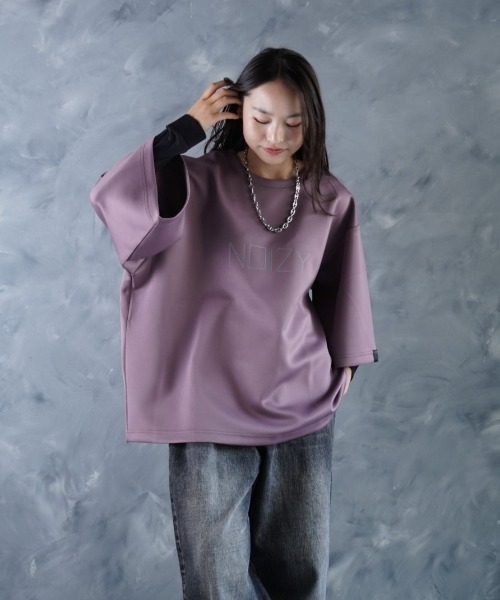 NOIZY(ノイジー)の「NOIZY CODE LOGO TEE / ワンポイント プリント 半袖 Tシャツ(Tシャツ/カットソー・メンズ・パープル/ホワイト/ブラック・LARGE/MEDIUM)」の19枚目の写真