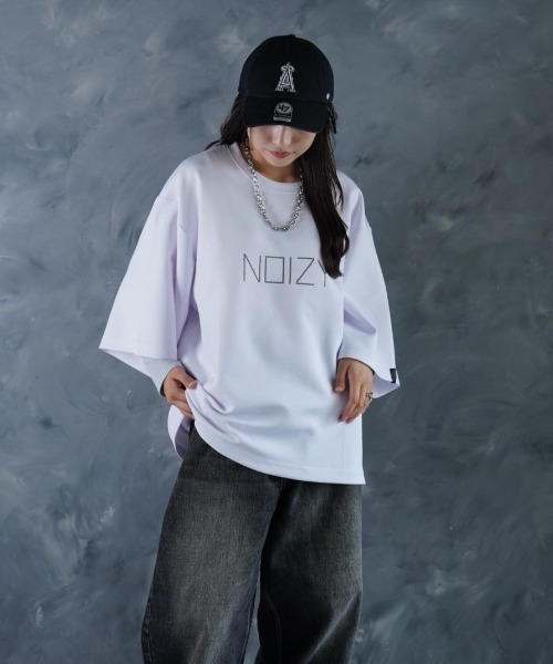 NOIZY(ノイジー)の「NOIZY CODE LOGO TEE / ワンポイント プリント 半袖 Tシャツ(Tシャツ/カットソー・メンズ・パープル/ホワイト/ブラック・LARGE/MEDIUM)」の9枚目の写真