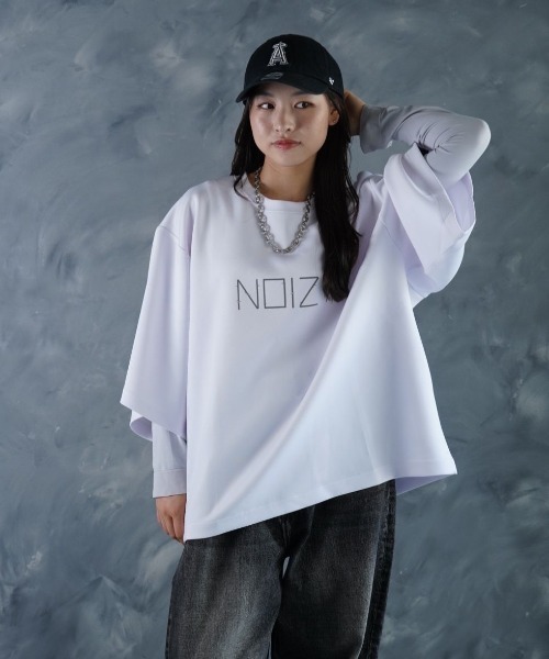 NOIZY(ノイジー)の「NOIZY CODE LOGO TEE / ワンポイント プリント 半袖 Tシャツ(Tシャツ/カットソー・メンズ・パープル/ホワイト/ブラック・LARGE/MEDIUM)」の11枚目の写真
