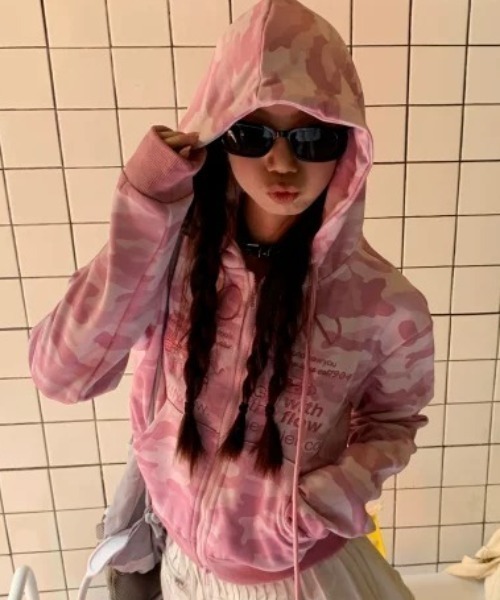 2019年モデル 撥水 ダブルジップ パーカー レッド レオパード柄 サイズ6 ワンポイントZIPパーカー(L ワイン): トップス｜Right-on公式