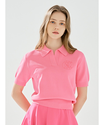 シグニチャーカラー半袖ニット PINK
