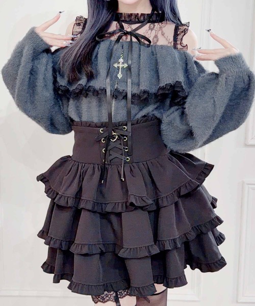 MA*RS(アメーバーマーズ)の「クロスチャーム付きオフショルニット(ニット/セーター・レディース・ホワイト/グレー/ブラック・FREE)」の3枚目の写真