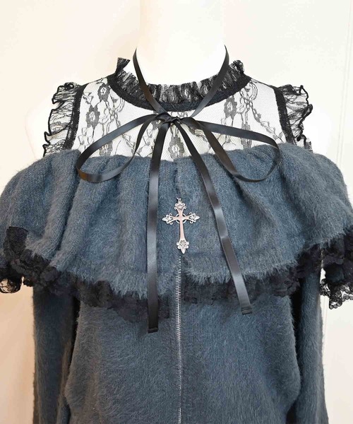 MA*RS(アメーバーマーズ)の「クロスチャーム付きオフショルニット(ニット/セーター・レディース・ホワイト/グレー/ブラック・FREE)」の14枚目の写真