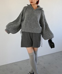 half zip cropped knit pullover