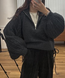 half zip cropped knit pullover