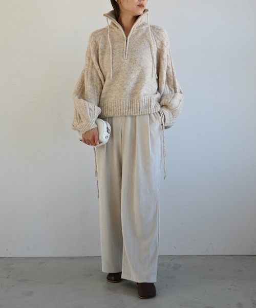 WILLFULLY（ウィルフリー）の「half zip cropped knit pullover（ニット/セーター・レディース・グレー/ライトホワイト/ブラック・FREE）」の18枚目の写真
