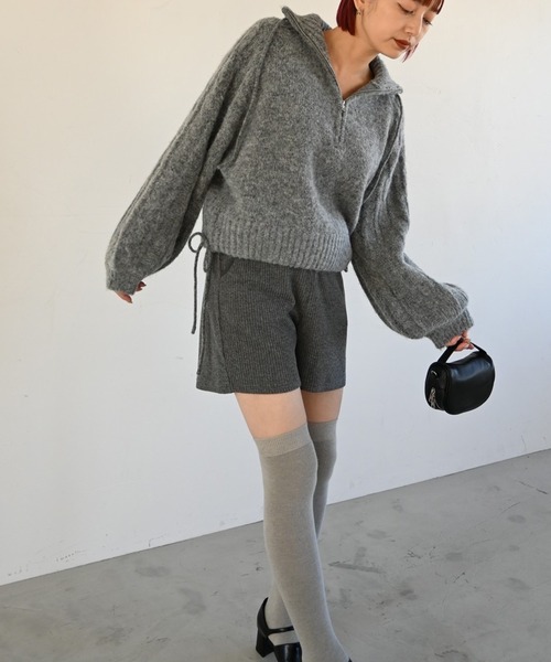 WILLFULLY（ウィルフリー）の「half zip cropped knit pullover（ニット/セーター・レディース・グレー/ライトホワイト/ブラック・FREE）」の7枚目の写真