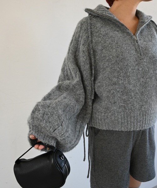 WILLFULLY（ウィルフリー）の「half zip cropped knit pullover（ニット/セーター・レディース・グレー/ライトホワイト/ブラック・FREE）」の9枚目の写真