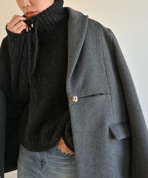 WILLFULLY（ウィルフリー）の「half zip cropped knit pullover（ニット/セーター・レディース・グレー/ライトホワイト/ブラック・FREE）」の5枚目の写真