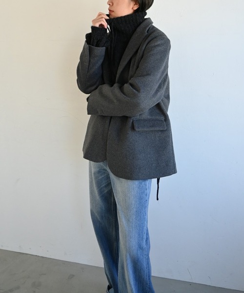 WILLFULLY（ウィルフリー）の「half zip cropped knit pullover（ニット/セーター・レディース・グレー/ライトホワイト/ブラック・FREE）」の6枚目の写真