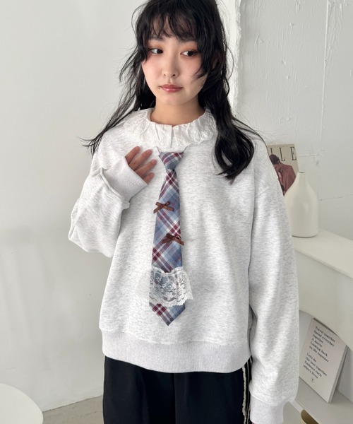 SOLLON.（ソルロン）の「チェックネクタイネックレス（ネクタイ・レディース・ブルー/グレー/ブラウン・FREE）」の6枚目の写真