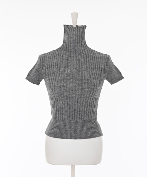 Narcissus（ナルシス）の「半袖タートルニット/リブニット（ニット/セーター・レディース・ブラック/グレー・FREE）」の8枚目の写真
