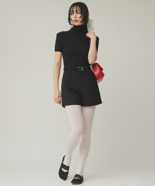 Narcissus（ナルシス）の「半袖タートルニット/リブニット（ニット/セーター・レディース・ブラック/グレー・FREE）」の3枚目の写真