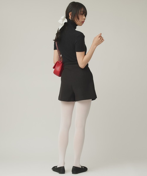 Narcissus（ナルシス）の「半袖タートルニット/リブニット（ニット/セーター・レディース・ブラック/グレー・FREE）」の4枚目の写真