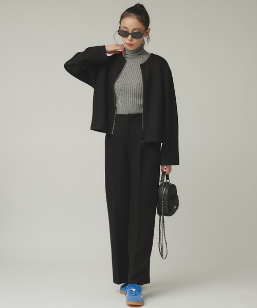 Narcissus（ナルシス）の「半袖タートルニット/リブニット（ニット/セーター・レディース・ブラック/グレー・FREE）」の5枚目の写真