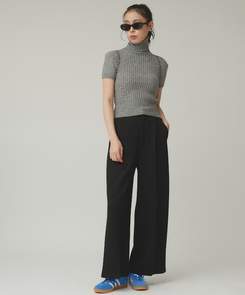 Narcissus（ナルシス）の「半袖タートルニット/リブニット（ニット/セーター・レディース・ブラック/グレー・FREE）」の6枚目の写真