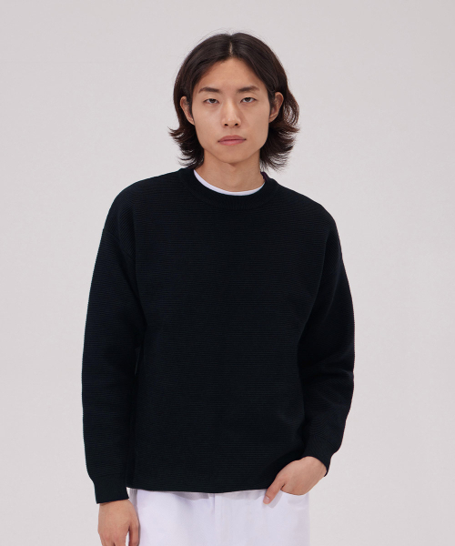 MAKEITTO(メイキット)の「デイリービスコースクルーネックニット_ブラック(ニット/セーター・メンズ・その他・XX-LARGE/X-LARGE/LARGE/MEDIUM)」の3枚目の写真