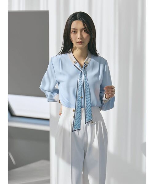 TONAL(トーナル)の「スカーフタイドッキングブラウス(シャツ/ブラウス・レディース・ライトブルー/ネイビー/ピンク/グレー/オフホワイト・MEDIUM)」の14枚目の写真