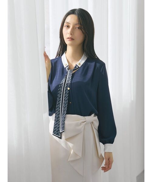 TONAL（トーナル）の「スカーフタイドッキングブラウス（シャツ/ブラウス・レディース・ライトブルー/ネイビー/ピンク/グレー/オフホワイト・MEDIUM）」の11枚目の写真