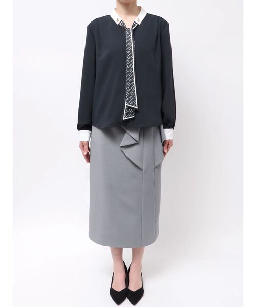 TONAL（トーナル）の「スカーフタイドッキングブラウス（シャツ/ブラウス・レディース・ライトブルー/ネイビー/ピンク/グレー/オフホワイト・MEDIUM）」の15枚目の写真