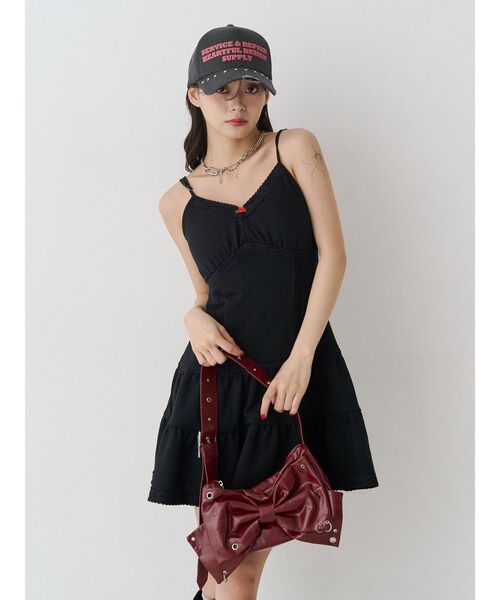 jouetie（ジュエティ）の「レースドッキングスウェットキャミワンピース（ワンピース・レディース・グレー/ブラック・MEDIUM）」の5枚目の写真