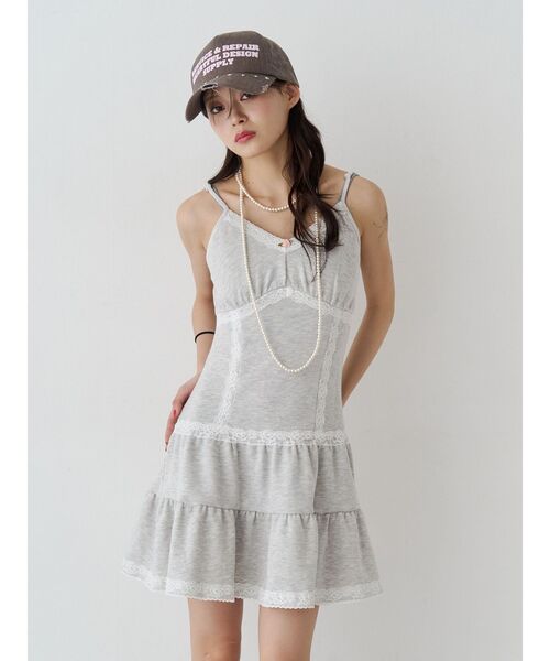 jouetie（ジュエティ）の「レースドッキングスウェットキャミワンピース（ワンピース・レディース・グレー/ブラック・MEDIUM）」の8枚目の写真