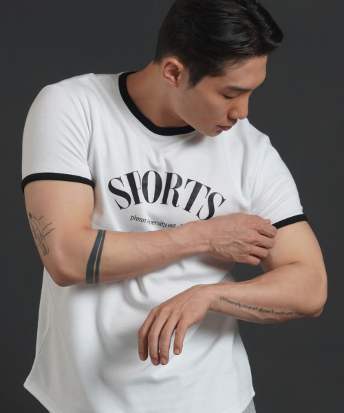 PHERMENON(フェルメノン)の「マッスルフィットリンガー半袖Tシャツ - ホワイト(Tシャツ/カットソー・メンズ・その他・1/2/3)」の3枚目の写真