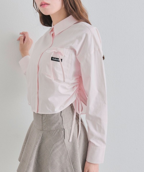 OLIVE des OLIVE（オリーブデオリーブ）の「タグ付きショートシャツ（シャツ/ブラウス・レディース・ブルー/オフホワイト/ピンク・FREE）」の10枚目の写真