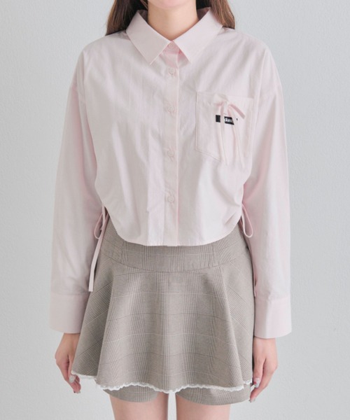 OLIVE des OLIVE（オリーブデオリーブ）の「タグ付きショートシャツ（シャツ/ブラウス・レディース・ブルー/オフホワイト/ピンク・FREE）」の8枚目の写真