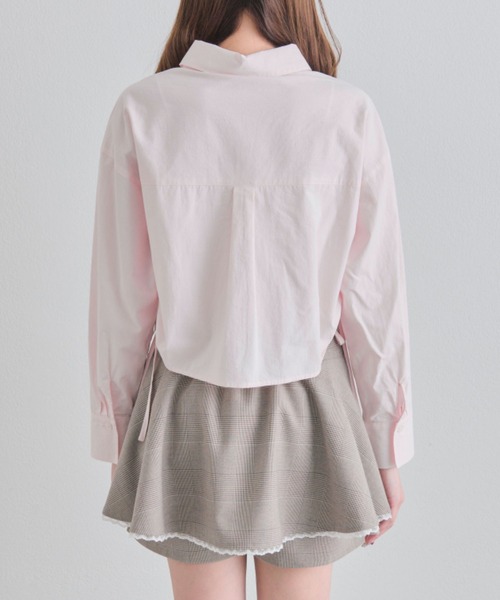 OLIVE des OLIVE（オリーブデオリーブ）の「タグ付きショートシャツ（シャツ/ブラウス・レディース・ブルー/オフホワイト/ピンク・FREE）」の6枚目の写真