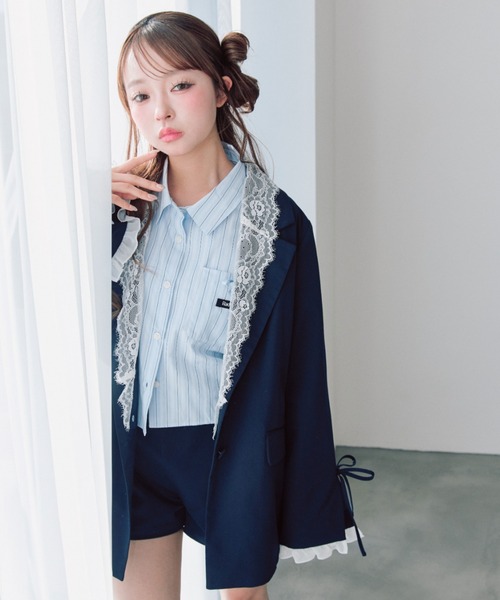 OLIVE des OLIVE（オリーブデオリーブ）の「タグ付きショートシャツ（シャツ/ブラウス・レディース・ブルー/オフホワイト/ピンク・FREE）」の16枚目の写真