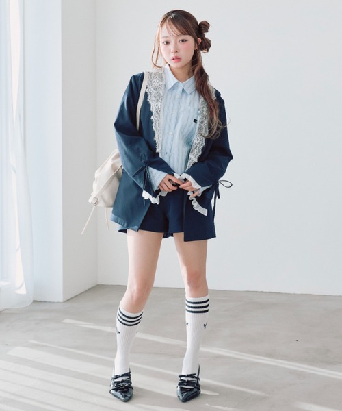 OLIVE des OLIVE（オリーブデオリーブ）の「タグ付きショートシャツ（シャツ/ブラウス・レディース・ブルー/オフホワイト/ピンク・FREE）」の15枚目の写真