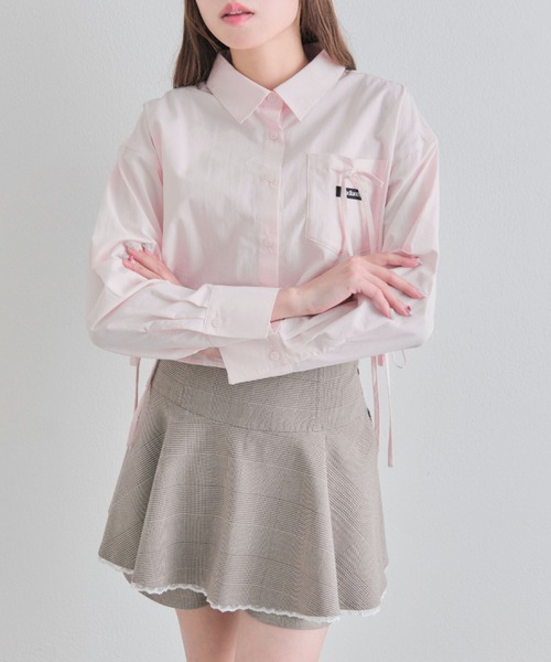 OLIVE des OLIVE（オリーブデオリーブ）の「タグ付きショートシャツ（シャツ/ブラウス・レディース・ブルー/オフホワイト/ピンク・FREE）」の12枚目の写真