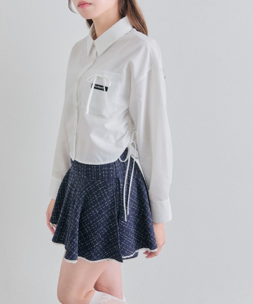 OLIVE des OLIVE（オリーブデオリーブ）の「タグ付きショートシャツ（シャツ/ブラウス・レディース・ブルー/オフホワイト/ピンク・FREE）」の9枚目の写真