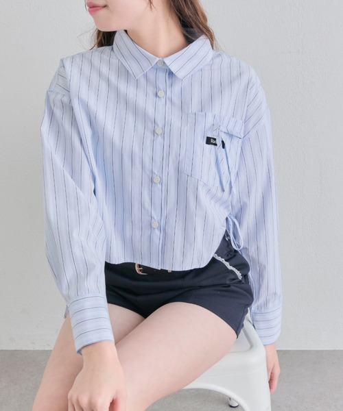 OLIVE des OLIVE（オリーブデオリーブ）の「タグ付きショートシャツ（シャツ/ブラウス・レディース・ブルー/オフホワイト/ピンク・FREE）」の13枚目の写真