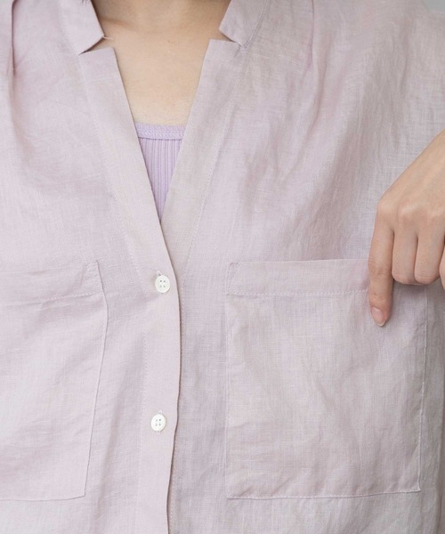 Munich(ミューニック)の「【吸水性】【発散性】60sフレンチリネンハーフスリーブシャツ(シャツ/ブラウス・レディース・ピンク/ホワイト/ブラック/イエロー・FREE)」の16枚目の写真
