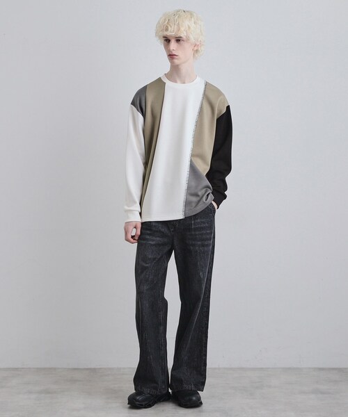 tk.TAKEO KIKUCHI（ティーケータケオキクチ）の「ダイヤゴナルブランケットカットソー（Tシャツ/カットソー・メンズ・ホワイト系5/ブラック系4/ブルー系4・03/01/02）」の6枚目の写真