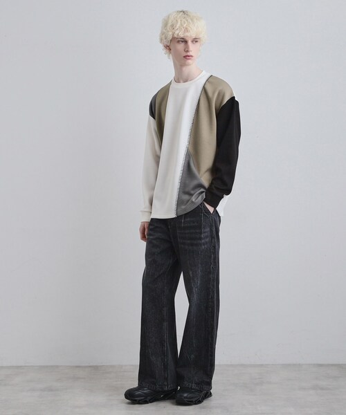 tk.TAKEO KIKUCHI（ティーケータケオキクチ）の「ダイヤゴナルブランケットカットソー（Tシャツ/カットソー・メンズ・ホワイト系5/ブラック系4/ブルー系4・03/01/02）」の7枚目の写真