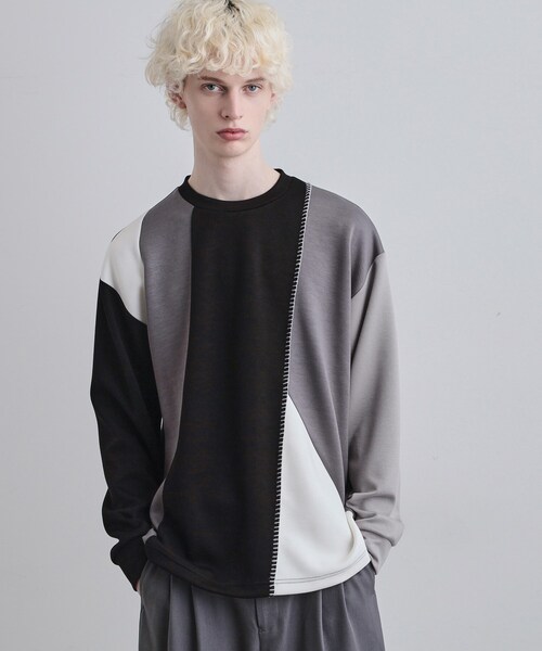 tk.TAKEO KIKUCHI（ティーケータケオキクチ）の「ダイヤゴナルブランケットカットソー（Tシャツ/カットソー・メンズ・ホワイト系5/ブラック系4/ブルー系4・03/01/02）」の9枚目の写真