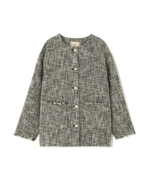 N.（N. Natural Beauty Basic）（エヌエヌナチュラルビューティーベーシック）の「オーバーツイードジャケット（ノーカラージャケット・レディース・ブラック系その他/ホワイト系その他・MEDIUM/SMALL）」の2枚目の写真