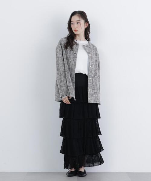 N.（N. Natural Beauty Basic）（エヌエヌナチュラルビューティーベーシック）の「オーバーツイードジャケット（ノーカラージャケット・レディース・ブラック系その他/ホワイト系その他・MEDIUM/SMALL）」の7枚目の写真