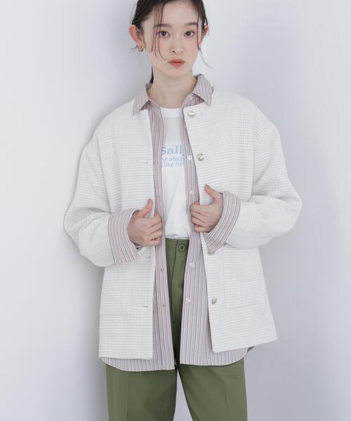 N.（N. Natural Beauty Basic）（エヌエヌナチュラルビューティーベーシック）の「オーバーツイードジャケット（ノーカラージャケット・レディース・ブラック系その他/ホワイト系その他・MEDIUM/SMALL）」の18枚目の写真